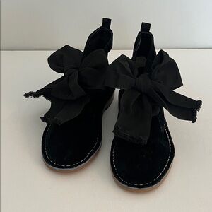 Frances Valentine Trip Black Velvet Women's Booties with Bow Detail